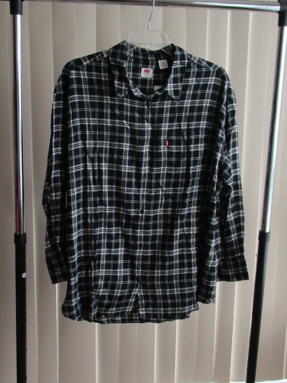 Levi's Brushed Cotton Shirt woman 2X - black/white plaid